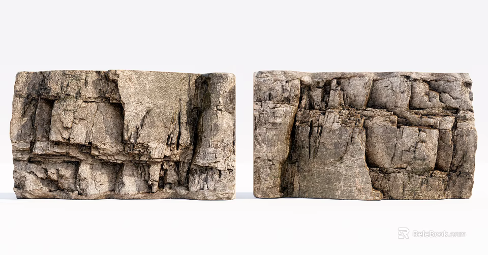 Natural Stone and Wood Textured Surfaces with Rough Structural Design Elements 3d model