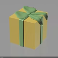 Yellow Gift Box With Green Bow And Ribbon For Daily Life Supplies