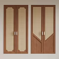 Two Brown Wooden Doors With Grid Panels And Decorative Wooden Frames
