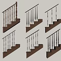 American Stair Handrail Metal Column Solid Wood Column 3d model