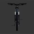 Stylish Blue Mountain Bike With Black Frame Reflective Wheels On Gray Background