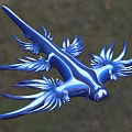 Blue Aquatic Animal With Multiple Feathery Fins And Shimmering Body In Water