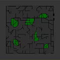 Gray Cube with Irregular Cracked Surface and Green Light Glowing
