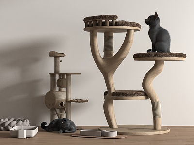 Modern Cat Climbing Rack Cat Nest Cat Food Pet Supplies 3d model