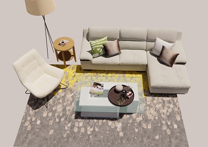 Modern Living Room Sofa Combination Ornaments 3d model