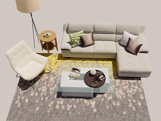 Modern Living Room Sofa Combination Ornaments 3d model