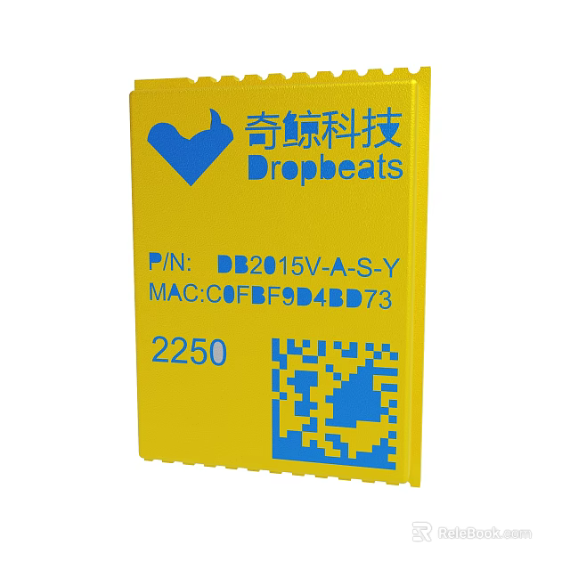Yellow Dropbeats Device With MAC Address Model Identifier 2250 And QR Code 3d model 