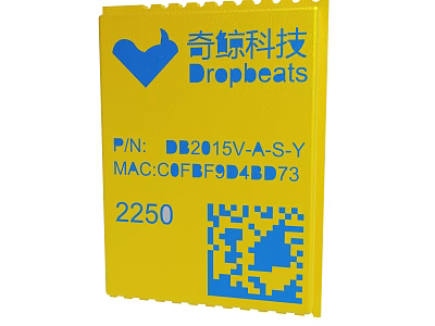 Yellow Dropbeats Device With MAC Address Model Identifier 2250 And QR Code 3d model