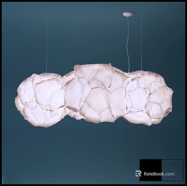 Modern Irregular Shaped Pendant Light With White Cloud Like Fabric Design For Interior 3d model