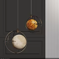 Modern Spherical Chandeliers With Metal Frame Moon And Sun Design On Dark Background