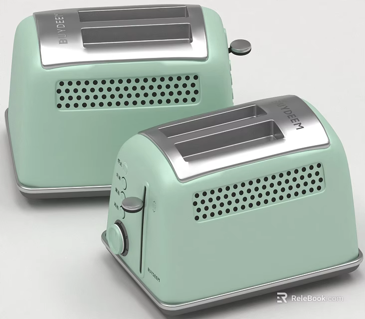 Light Green Toasters With Modern Retro Design For Home Kitchen Daily Electrical Appliances 3d model 