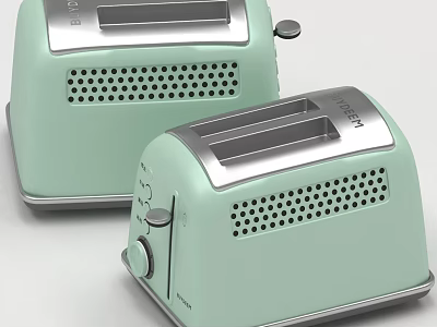 Light Green Toasters With Modern Retro Design For Home Kitchen Daily Electrical Appliances 3d model