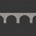 Detailed 3D Model of Stone Arch Bridge With Three Arches and Textured Surface