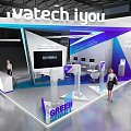 VATECH Exhibition Booth Modern Design With Purple Blue Lighting Digital Screens