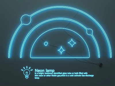 Blue Neon Lamp Combination With High Brightness Long Service Life And Energy Saving Glass 3d model