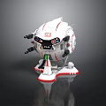 Futuristic White Robot With Mechanical Arms Red Lines Black Display And Stable Base 3d model