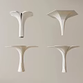 Four White Modern Sculptural Decorative Objects With Flower Shaped Design 3d model