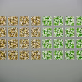 Wall Design with Four Patterned Tiles in Different Colors Blue Green Red Yellow