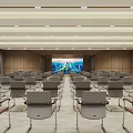 Spacious Modern Conference Room Interior With Neatly Arranged Seats And Large Projection Screen