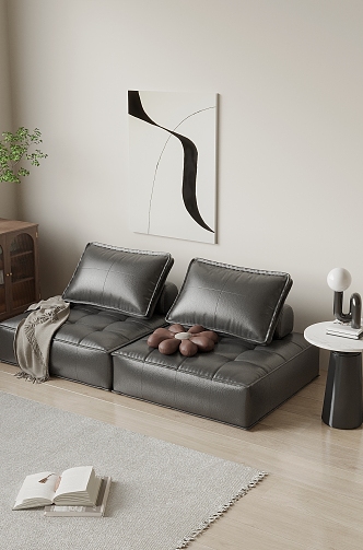 Leather double sofa 3d model