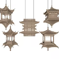 Traditional Chinese Pagoda Style Wooden Chandeliers With Intricate Multi Layer Design