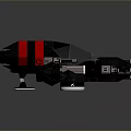 Futuristic Black And Red Mechanical Vehicle 3D Model With Angular Structure