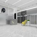 Modern Clothing Store With Glass Window Display Mannequins And Clothing Racks In Bright Interior