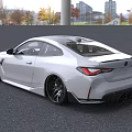 White Sleek Sports Car With Modern Design Black Wheels And Front Grille