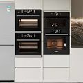 Modern Kitchen Appliances with Built in Refrigerator and Ovens in Cabinet Design