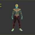 Man With Gray Hair Yellow Decorative Shoulder Piece Tattoos Black Pants And White Sneakers