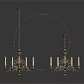 Two Vintage Metal Chandeliers With Candle Shaped Arms And Hanging Chains