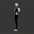 White and Blue Robot Game and Movie Character with Futuristic Mechanical Design Standing Pose