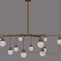 Modern Chandelier With Multiple Spherical Bulbs And Sleek Metal Frame Design 3d model