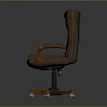 Brown Office Chair With Armrests Rolling Wheels And Worn Texture On Dark Background