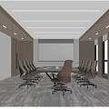 Modern conference room conference table and chair combination projector floor-to-ceiling window 3d model