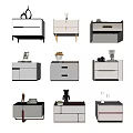 Modern Style Bedside Tables with Drawers Metal Legs and Decorative Items