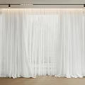 White Sheer Curtains for Minimalist Interior Window with Transparent Light Effect 3d model