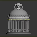 Detailed Architectural Dome Structure Model With Decorative Top And Columns