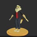 Cartoon Lion Character With Yellow Mane Black Coat Red Inner Shirt And Vivid Expression