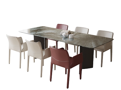 Modern Dining Table and Chair Combination Dining Chair Dining Chair 3d model