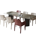 Modern Dining Table and Chair Combination Dining Chair Dining Chair 3d model