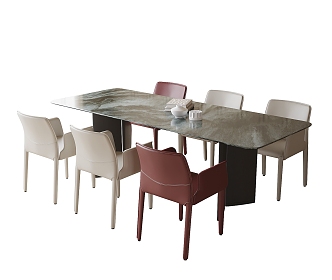 Modern Dining Table and Chair Combination Dining Chair Dining Chair 3d model