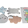 Cute Shaped Rugs with Star Bear Cloud and Number Puzzle Designs for Kids Room Decor