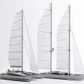 Two Large Sailboats With White Sails and Tall Masts in Elegant Design