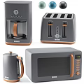 Modern Grey Coffee Maker With Digital Control Panel And Glass Carafe Wooden Handle