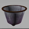 Plant Pot With Purple Textured Surface Brown Rim And Footed Base For Indoor Plants