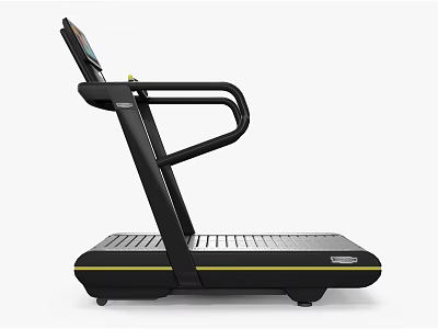 Modern Commercial Treadmill With Digital Display Screen And Black Yellow Design 3d model
