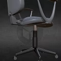 Gray Fabric Office Chair With Armrests Swivel Base And Rolling Wheels