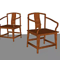 Traditional Wooden Leisure Chairs with Armrests and Frame Structure Set of Two