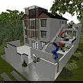 Modern Two Story Detached Villa With Swimming Pool Lush Greenery And Lawn